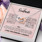 To My Soulmate Necklace - Unique Soulmate Gift for Her for Birthdays & Surprise Moments - Interlocking Hearts Necklace