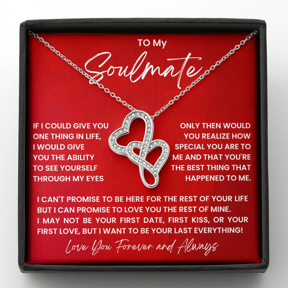 To My Soulmate Necklace - Best Soulmate Gift for Valentine’s Day & Everyday Romance - Heart-to-heart Pendant Necklace