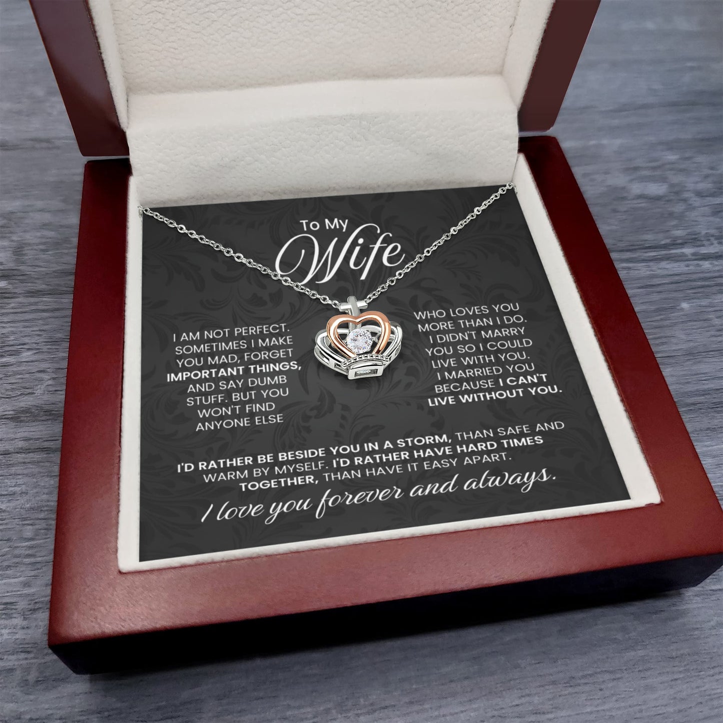 To My Wife Gift from Husband - Romantic Jewelry for Birthday & Anniversary Celebrations - Crown Pendant Necklace