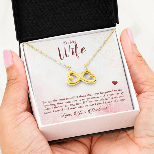 To My Wife Necklace - Perfect Romantic Surprise from Husband for Anniversary, Birthday & Valentine’s Day - Endless Love Necklace