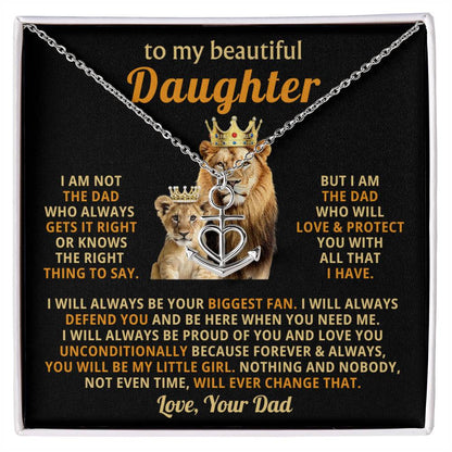 To My Daughter Necklace - I will always be your biggest fan - Gift for Daughter from Dad - Anchor Pendant Necklace