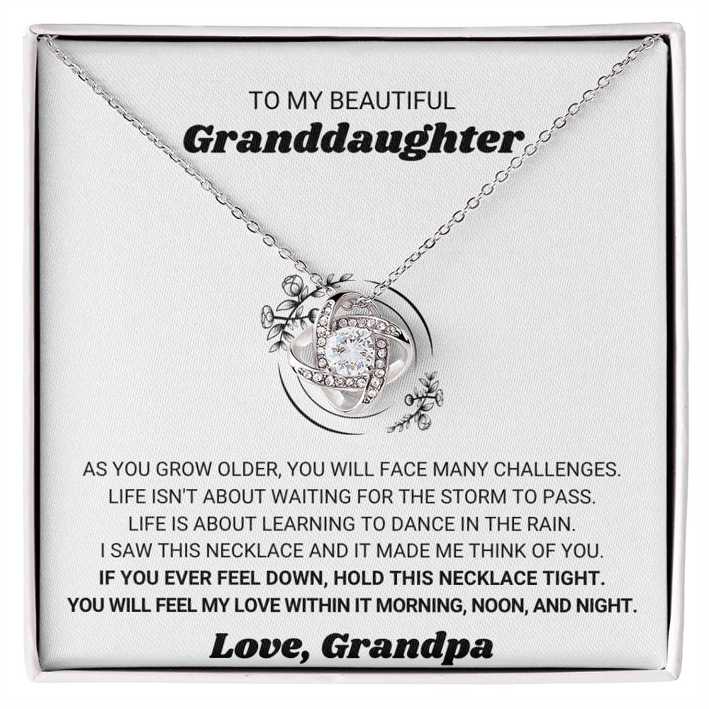 To My Granddaughter Necklace – Grandpa’s Gift for Granddaughter’s Birthday Graduation – Love Knot Necklace