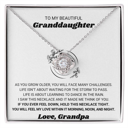 To My Granddaughter Necklace – Grandpa’s Gift for Granddaughter’s Birthday Graduation – Love Knot Necklace
