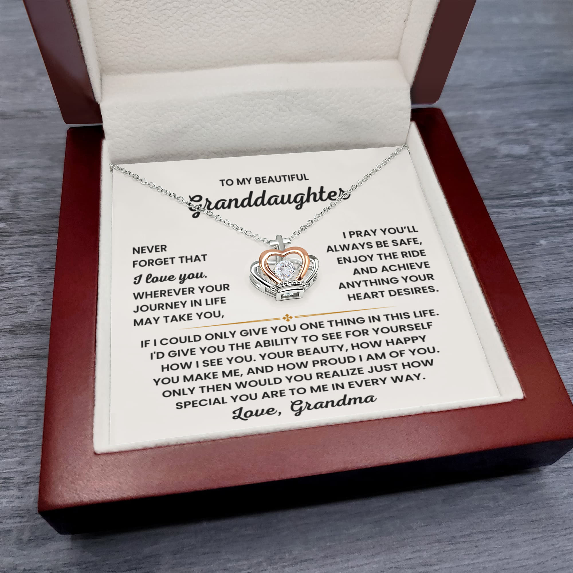 To My Granddaughter Necklace – Bestseller Birthday Graduation Gift from Grandma – Crown Pendant Necklace