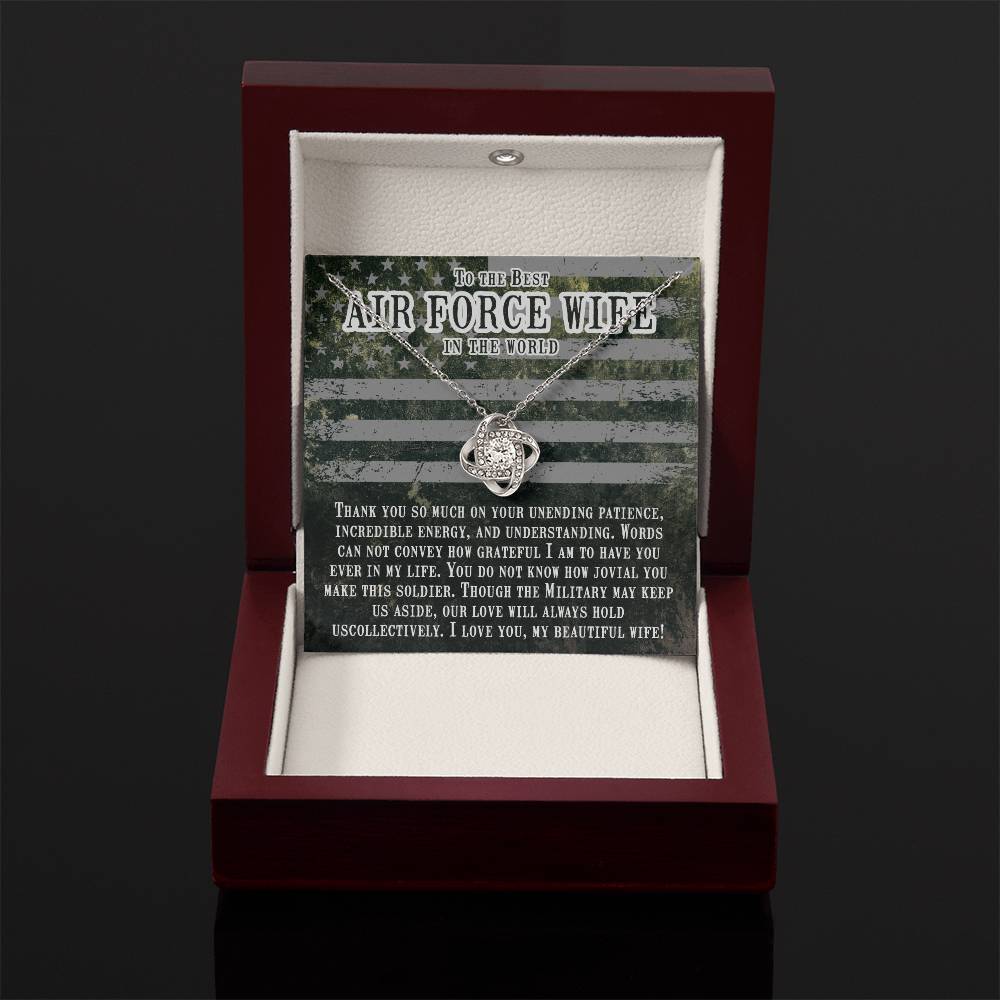 To The Best Air Force Wife In The World - Heartfelt Jewelry from Husband - Love Knot Necklace