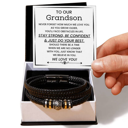 To Our Grandson - Stay Strong, Be Confident & Just Do Your Best - Love You Forever Bracelet from Grandparents