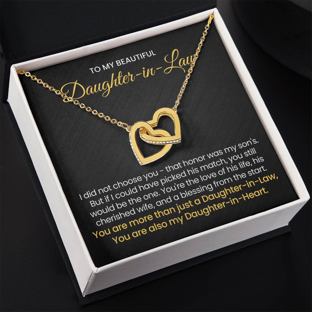 To My Daughter In Law - You are also my Daughter in heart - Interlocking Hearts Necklace