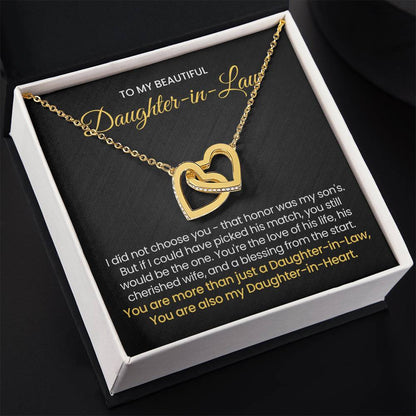 To My Daughter In Law - You are also my Daughter in heart - Interlocking Hearts Necklace