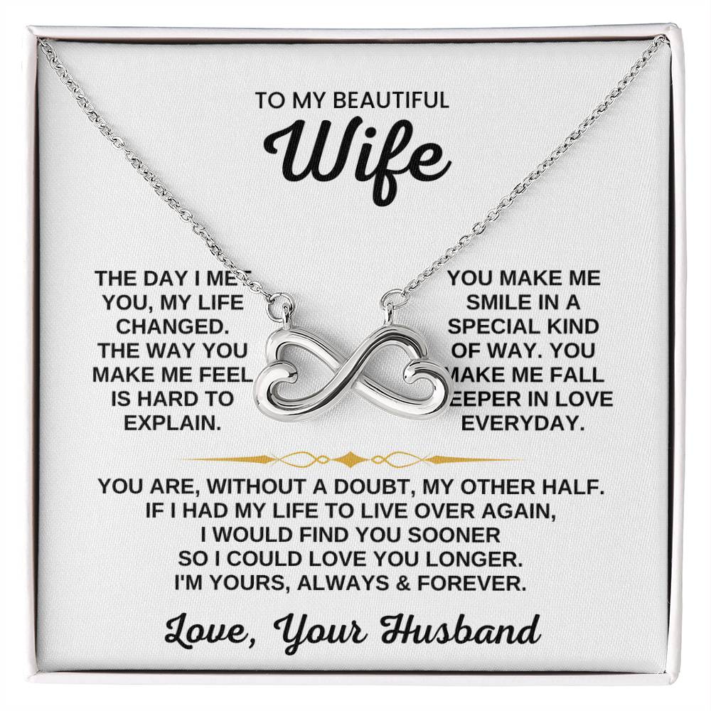 To My Wife Necklace - Sentimental Jewelry for Wife from Husband, Perfect for Birthday & Valentine’s Day Surprises - Endless Love Necklace