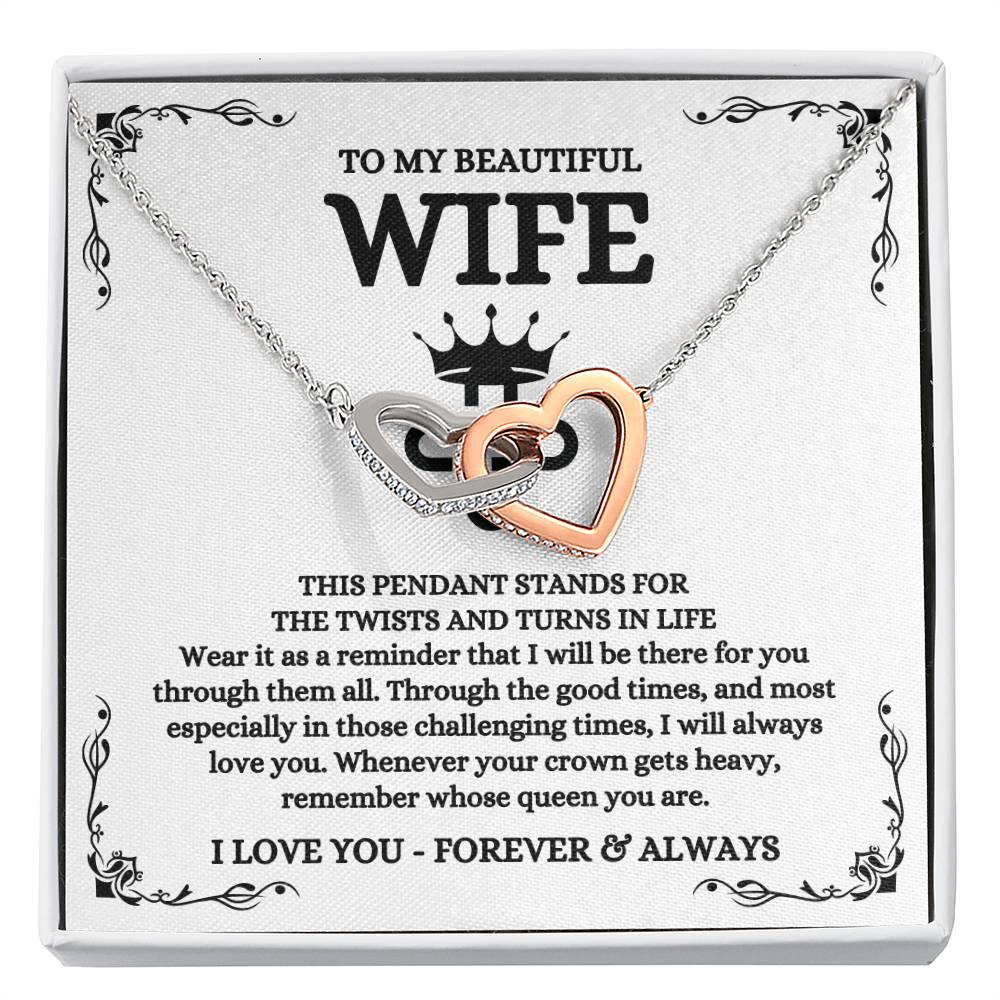 To My Wife Necklace - Emotional Valentine’s Day Gift from Husband - Interlocking Hearts Necklace