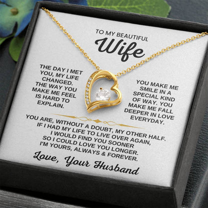 To My Beautiful Wife Necklace - Romantic Husband to Wife Jewelry for Birthday, Valentine’s Day & Special Celebrations - Forever Love Necklace