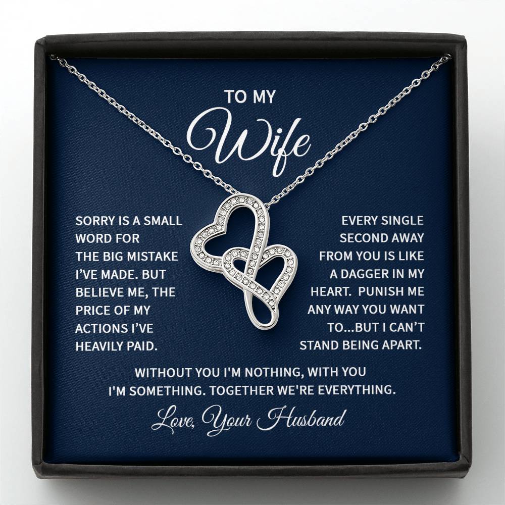 To My Wife Necklace - Perfect Romantic Surprise from Husband for Anniversary, Birthday & Valentine’s Day - Heart-to-heart Pendant Necklace