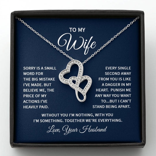 To My Wife Necklace - Perfect Romantic Surprise from Husband for Anniversary, Birthday & Valentine’s Day - Heart-to-heart Pendant Necklace
