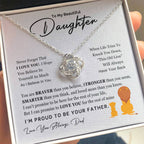 To My Daughter Necklace - Emotional Father to Daughter Jewelry for Birthday, Christmas & Life Happiness - Love Knot Necklace