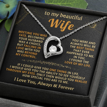 To My Beautiful Wife Necklace - Best Loving Jewelry Gift for Valentine’s Day, Anniversaries & Romantic Surprises - Forever Love Necklace