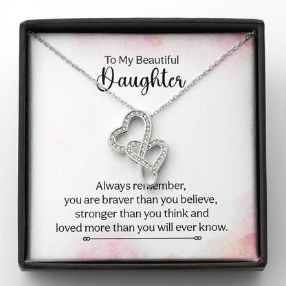 To My Daughter Necklace – Daughter Milestone Gift: Birthday Graduation – Heart-to-heart Pendant Necklace
