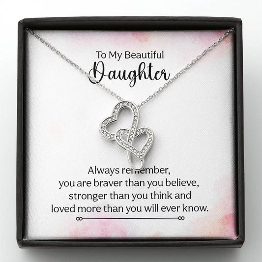 To My Daughter Necklace – Daughter Milestone Gift: Birthday Graduation – Heart-to-heart Pendant Necklace