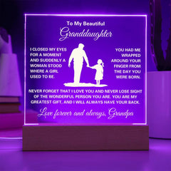 Meaningful Granddaughter Gift, Square Acrylic Plaque Keepsake, Square Acrylic Plaque for Granddaughter, To My Granddaughter