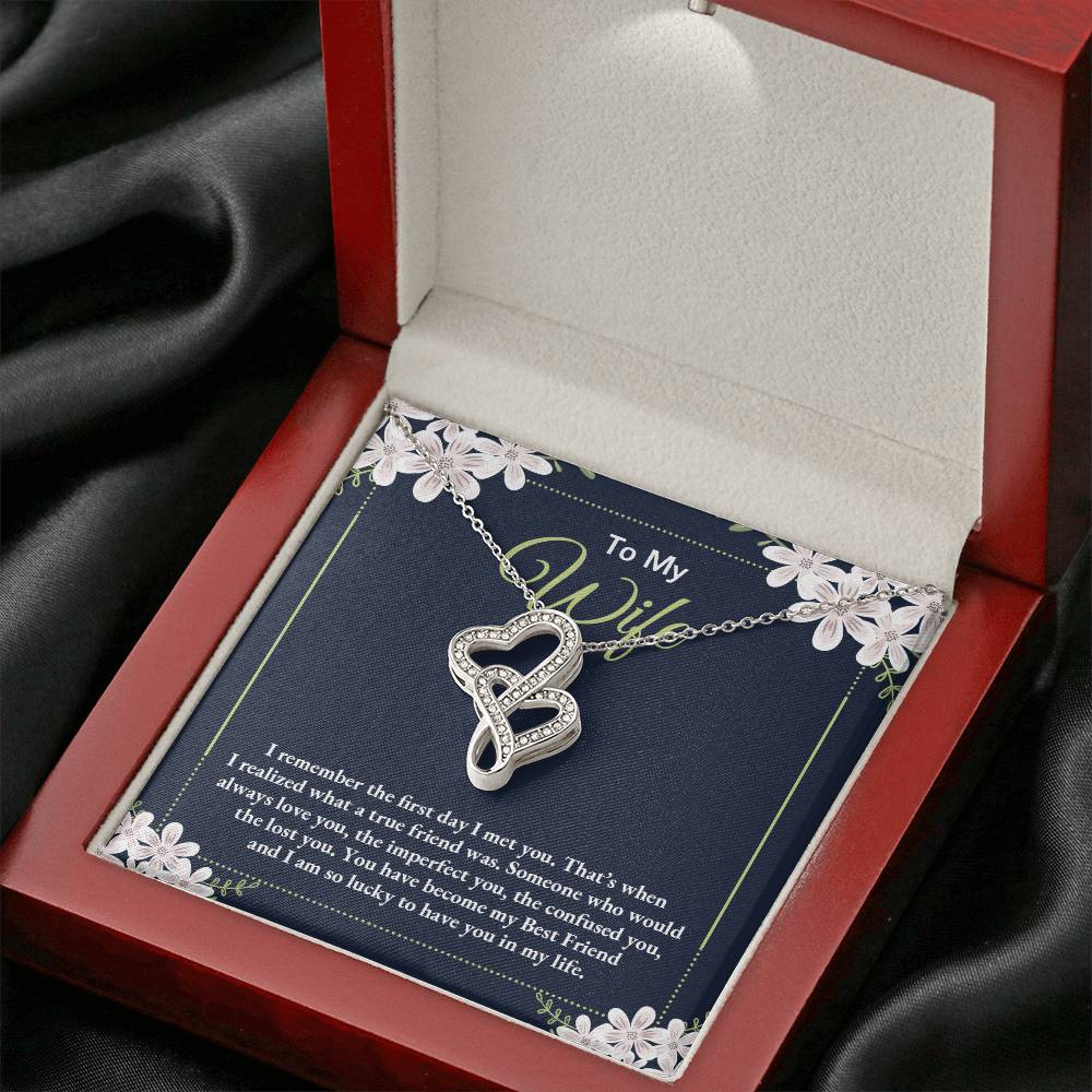 To My Wife Necklace - Meaningful Romantic Gift for Wife from Husband for Valentine’s Day & Forever Love - Heart-to-heart Pendant Necklace