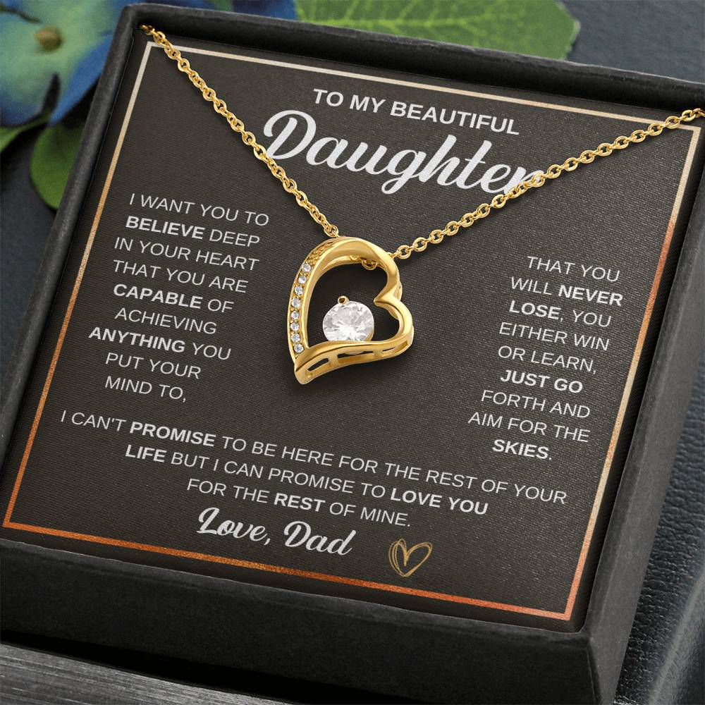 To My Daughter Necklace – Daughter Christmas Graduation Jewelry Gift – Forever Love Necklace