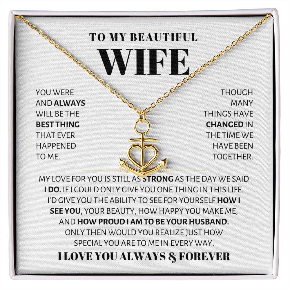 To My Wife Necklace - Romantic Husband to Wife Jewelry for Birthday, Valentine’s Day & Special Celebrations - Anchor Pendant Necklace
