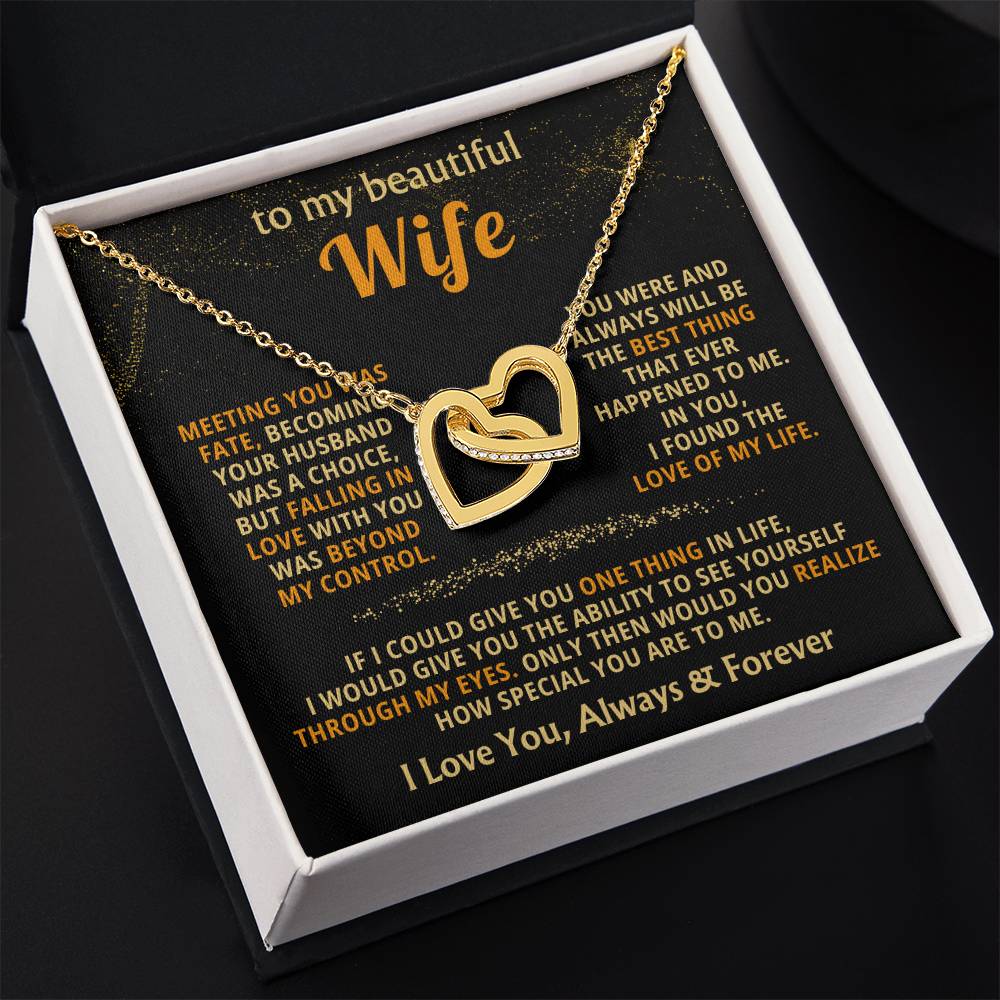 To My Wife Necklace - Loving Jewelry from Husband for Birthday, Valentine’s Day & Holidays - Interlocking Hearts Necklace