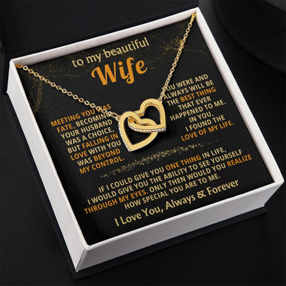 To My Wife Necklace - Loving Jewelry from Husband for Birthday, Valentine’s Day & Holidays - Interlocking Hearts Necklace