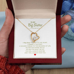 Sentimental Sister Necklace, Heart Pendant Jewelry, Big Sis & Lil Sis Keepsake, Thoughtful Gift For Sisters, Forever Bond Jewelry