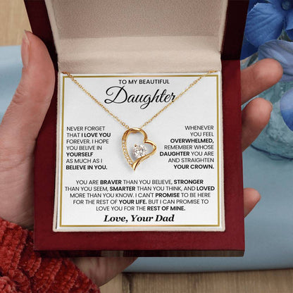 To My Daughter Necklace - Sentimental Jewelry Gift from Dad for Graduation & Life Achievements - Forever Love Necklace