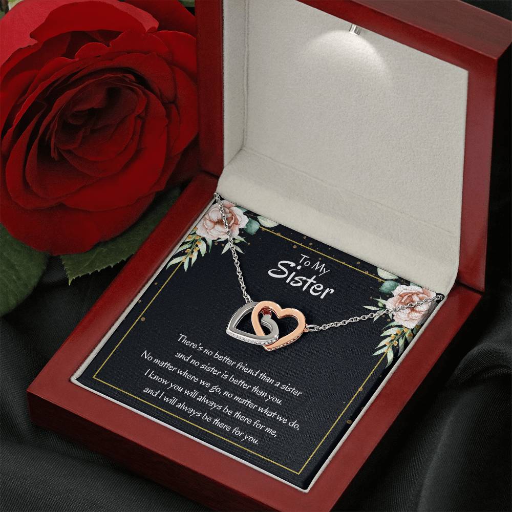 Present for Sister - There's no better friend than a sister - Interlocking Hearts Necklace