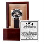 To My Son Watch – Birthday, Graduation, Christmas Gift from Mom – Men's Openwork Watch