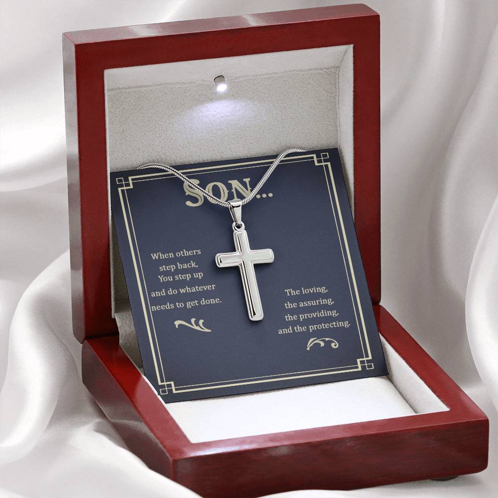 To My Son - Gift for Son - When others step back - Artisan Cross Necklace