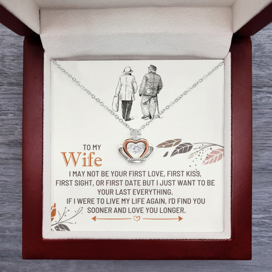 To My Wife Necklace - Forever Love Jewelry Gift from Husband for Birthday, Anniversary & Valentine’s Day - Crown Pendant Necklace