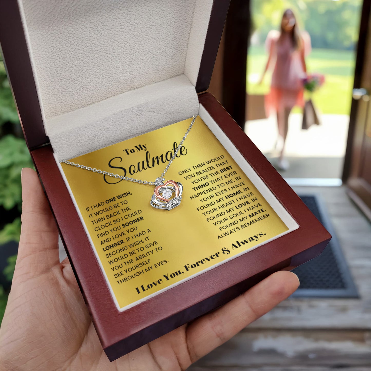 To My Soulmate Necklace - Soulmate Jewelry Gift for Valentine’s Day, Birthday & Romantic Celebrations - Crown Pendant Necklace