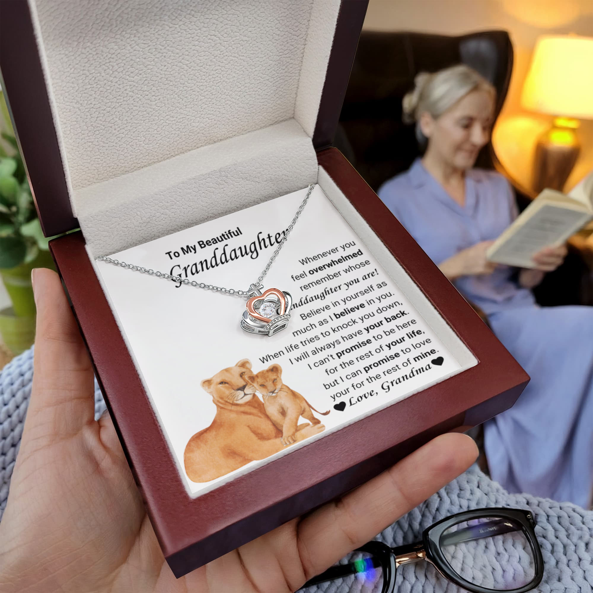 To My Granddaughter Necklace – Grandma Gift for Granddaughter Birthday Graduation – Crown Pendant Necklace