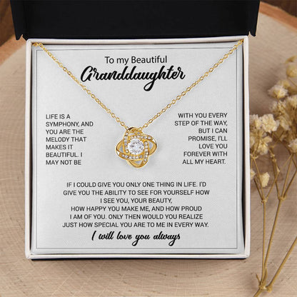 To My Granddaughter Necklace – Birthday & Graduation Jewelry for Granddaughter – Love Knot Necklace