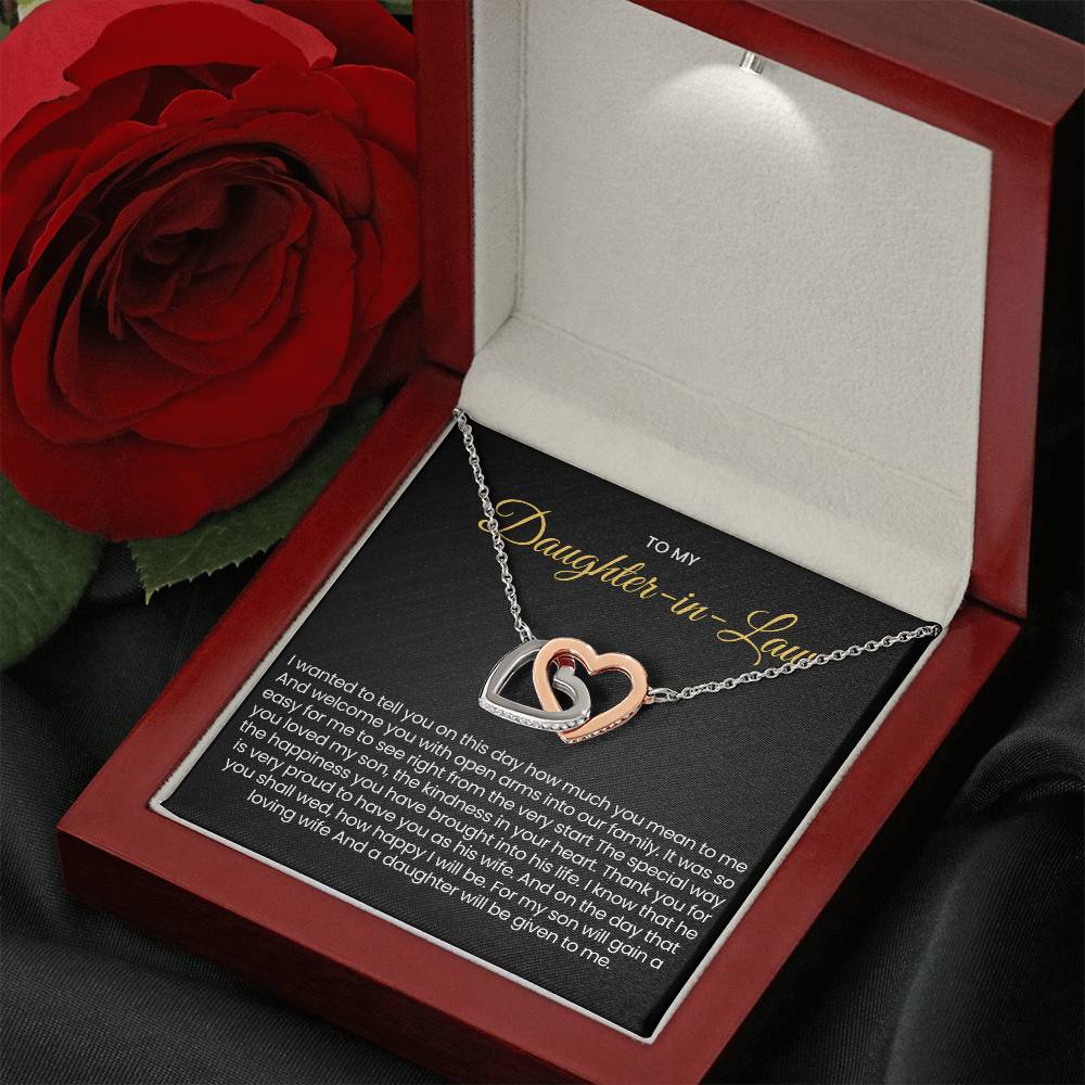 To My Daughter In Law - Interlocking Hearts Necklace - Gift for Daughter in Law