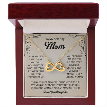 To My Amazing Mom - Gift for Mom from Daughter -  Thank you for everything you do - Endless Love Necklace