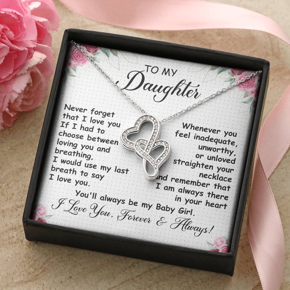 To My Daughter Necklace – Daughter Jewelry: Graduation, Birthday & Christmas – Heart-to-heart Pendant Necklace