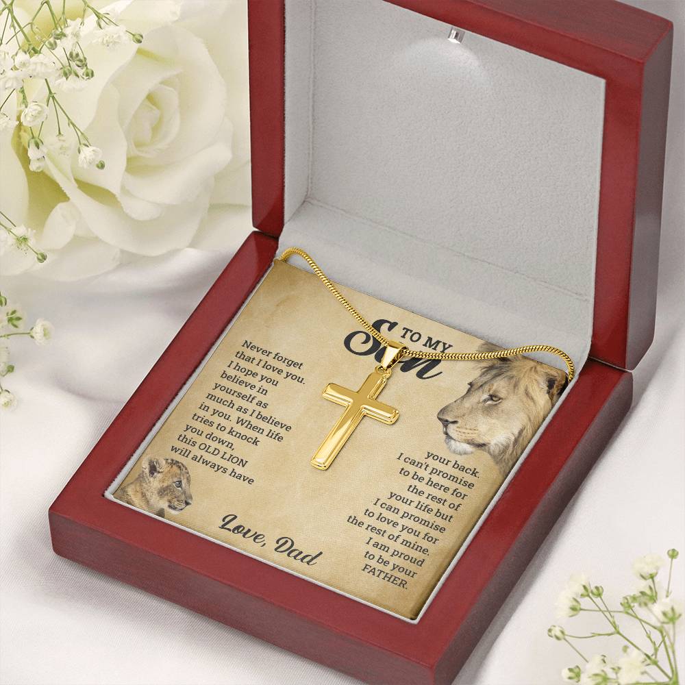 To My Son - Gift for Son from Dad - I can promise to love you for the rest of mine - Artisan Cross Necklace