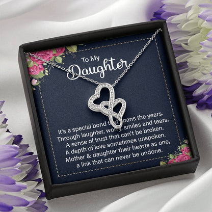 To My Daughter Necklace – Daughter Necklace for Graduation & Birthday Events – Heart-to-heart Pendant Necklace