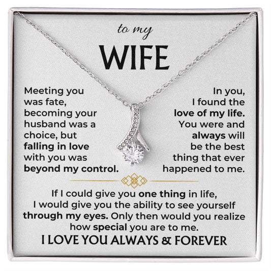 To My Wife Necklace - Best Surprise Gift for Wife from Husband for Anniversary, Christmas & Valentine’s Day - Alluring Beauty Necklace