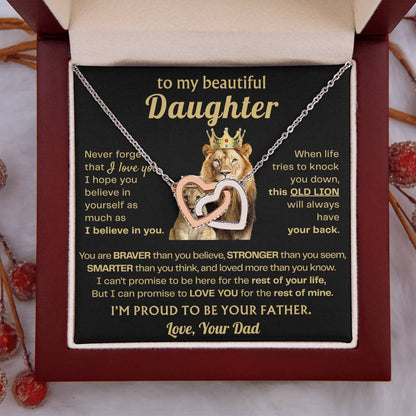 To My Daughter Necklace - Sentimental Surprise Gift from Dad - Interlocking Hearts Necklace