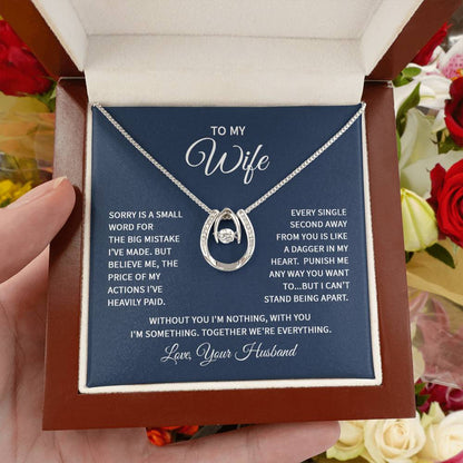 To My Wife Necklace - Special Love Jewelry for Wife from Husband for Birthday, Anniversary & Valentine’s Day - Lucky In Love Necklace