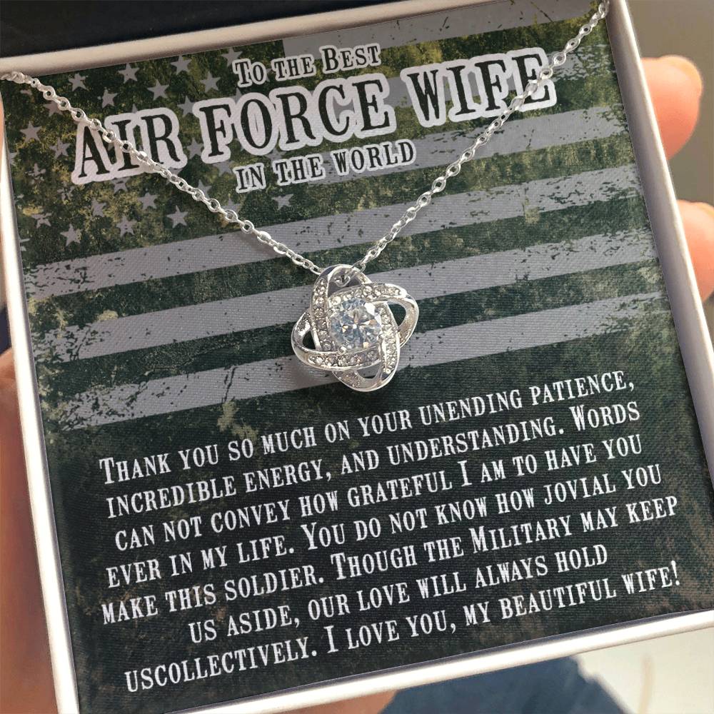 To The Best Air Force Wife In The World - Heartfelt Jewelry from Husband - Love Knot Necklace