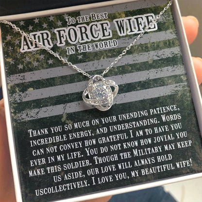 To The Best Air Force Wife In The World - Heartfelt Jewelry from Husband - Love Knot Necklace