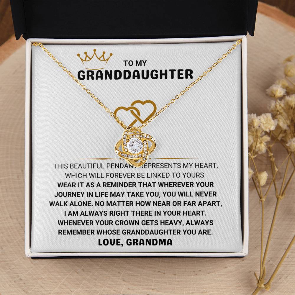 To My Granddaughter Necklace – Grandma Gift for Granddaughter Birthday Graduation – Love Knot Necklace