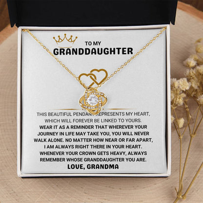 To My Granddaughter Necklace – Grandma Gift for Granddaughter Birthday Graduation – Love Knot Necklace