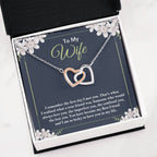 To My Wife Necklace - Perfect Romantic Surprise from Husband for Anniversary, Birthday & Valentine’s Day - Interlocking Hearts Necklace