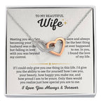 To My Wife Necklace - Perfect Gift from Husband for Birthday, Christmas & Valentine’s Day - Interlocking Hearts Necklace